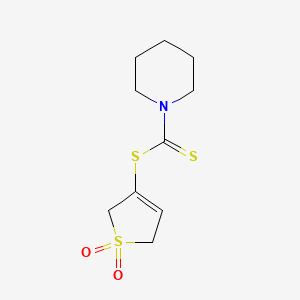 molecular formula C10H15NO2S3 B14445941 1,1-Dioxo-2,5-dihydro-1H-1lambda~6~-thiophen-3-yl piperidine-1-carbodithioate CAS No. 79691-58-0