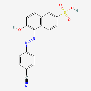 molecular formula C17H11N3O4S B14446247 5-[2-(4-Cyanophenyl)hydrazinylidene]-6-oxo-5,6-dihydronaphthalene-2-sulfonic acid CAS No. 78335-09-8