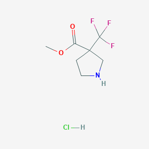 molecular formula C7H11ClF3NO2 B1444636 Methyl 3-(trifluoromethyl)pyrrolidine-3-carboxylate hydrochloride CAS No. 1283721-17-4