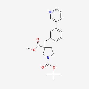 molecular formula C23H28N2O4 B1444644 1-tert-Butyl 3-methyl 3-(3-(pyridin-3-yl)benzyl)pyrrolidine-1,3-dicarboxylate CAS No. 1316218-08-2
