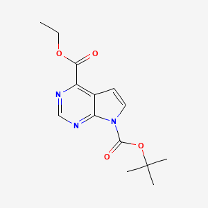 molecular formula C14H17N3O4 B1444651 7-tert-butyl 4-ethyl 7H-pyrrolo[2,3-d]pyrimidine-4,7-dicarboxylate CAS No. 1357147-41-1