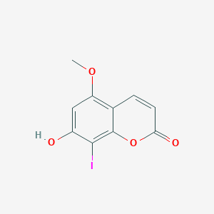 molecular formula C10H7IO4 B14446520 2H-1-Benzopyran-2-one, 7-hydroxy-8-iodo-5-methoxy- CAS No. 74794-29-9