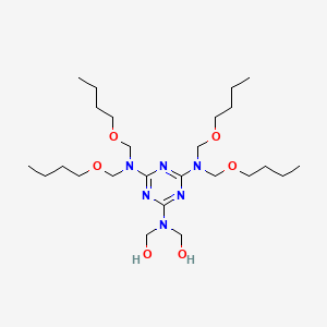 molecular formula C25H50N6O6 B14446529 Methanol, (4,6-bis(bis(butoxymethyl)amino)-s-triazin-2-ylimino)di- CAS No. 74037-60-8