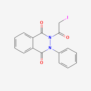 molecular formula C16H11IN2O3 B14446531 1,4-Phthalazinedione, 2-iodoacetyl-3-phenyl- CAS No. 73972-90-4