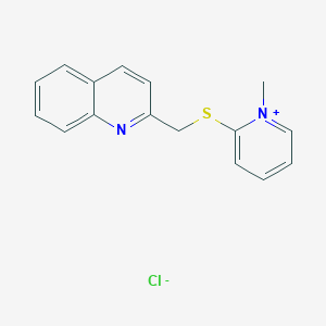 molecular formula C16H15ClN2S B14446609 1-Methyl-2-{[(quinolin-2-yl)methyl]sulfanyl}pyridin-1-ium chloride CAS No. 77148-63-1