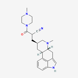 molecular formula C24H31N5O B14446641 6-Methyl-alpha-(4-methyl-1-piperazinylcarbonyl)ergoline-8-beta-propionitrile CAS No. 74627-31-9