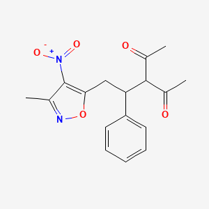 molecular formula C17H18N2O5 B14446989 2,4-Pentanedione, 3-[2-(3-methyl-4-nitro-5-isoxazolyl)-1-phenylethyl]- CAS No. 79510-57-9