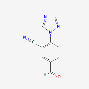 molecular formula C10H6N4O B1444719 5-甲酰基-2-(1H-1,2,4-三唑-1-基)苯甲腈 CAS No. 1007315-95-8
