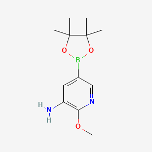 molecular formula C12H19BN2O3 B1444729 2-甲氧基-5-(4,4,5,5-四甲基-1,3,2-二氧杂硼环-2-基)吡啶-3-胺 CAS No. 893440-50-1