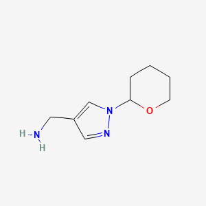 molecular formula C9H15N3O B1444730 （1-(四氢-2H-吡喃-2-基)-1H-吡唑-4-基）甲胺 CAS No. 1038392-15-2