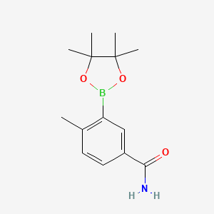 molecular formula C14H20BNO3 B1444745 4-Methyl-3-(4,4,5,5-tetramethyl-1,3,2-dioxaborolan-2-yl)benzamide CAS No. 882679-88-1