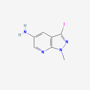 molecular formula C7H7IN4 B1444756 5-Amino-1-methyl-3-iodo-1H-pyrazolo[3,4-B]pyridine CAS No. 1093871-50-1