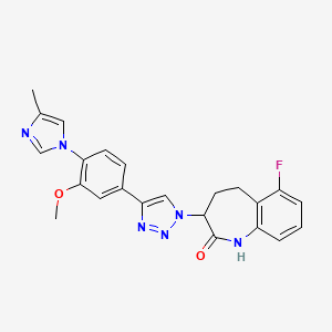 molecular formula C23H21FN6O2 B1444765 6-fluoro-3-(4-(3-methoxy-4-(4-methyl-1H-imidazol-1-yl)phenyl)-1H-1,2,3-triazol-1-yl)-4,5-dihydro-1H-benzo[b]azepin-2(3H)-one CAS No. 1093978-67-6
