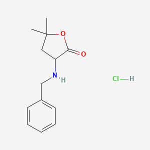 molecular formula C13H18ClNO2 B14447811 Dihydro-5,5-dimethyl-3-((phenylmethyl)amino)-2(3H)-furanone hydrochloride CAS No. 77694-17-8