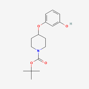 molecular formula C16H23NO4 B1444787 叔丁基 4-(3-羟基苯氧基)哌啶-1-羧酸酯 CAS No. 528861-46-3