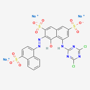 Trisodium 5-((4,6-dichloro-1,3,5-triazin-2-yl)amino)-4-hydroxy-3-((4-sulphonato-1-naphthyl)azo)naphthalene-2,7-disulphonate