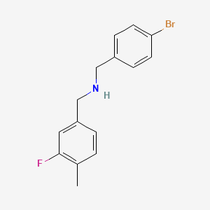 molecular formula C15H15BrFN B1444812 [(4-Bromophenyl)methyl][(3-fluoro-4-methylphenyl)methyl]amine CAS No. 1457663-63-6