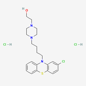 molecular formula C22H30Cl3N3OS B14448562 1-Piperazineethanol, 4-(4-(2-chloro-10-phenothiazinyl)butyl)-, dihydrochloride CAS No. 73771-29-6