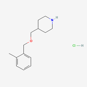 molecular formula C14H22ClNO B1444881 4-(((2-Methylbenzyl)oxy)methyl)piperidine hydrochloride CAS No. 1289384-88-8