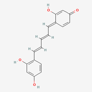 molecular formula C17H14O4 B14448834 6-(5-(2,4-Dihydroxyphenyl)-2,4-pentadienylidene)-3-hydroxy-2,4-cyclohexadien-1-one CAS No. 73806-35-6