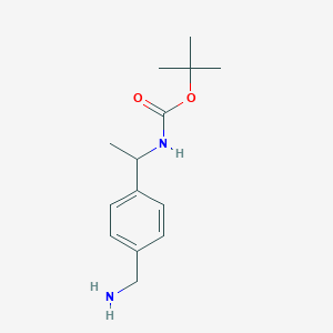 molecular formula C14H22N2O2 B1444905 tert-ブチル N-{1-[4-(アミノメチル)フェニル]エチル}カルバメート CAS No. 1183185-25-2