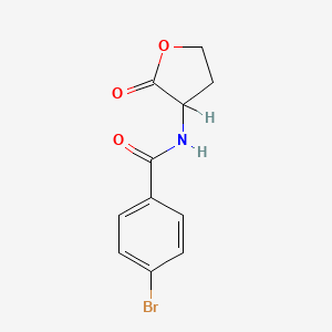 molecular formula C11H10BrNO3 B14449181 p-Bromo-N-(2-oxotetrahydro-3-furyl)benzamide CAS No. 77694-34-9