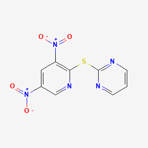 molecular formula C9H5N5O4S B14449409 2-(3,5-Dinitropyridin-2-yl)sulfanylpyrimidine CAS No. 73768-50-0