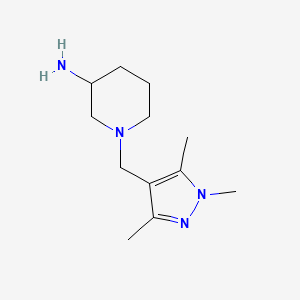molecular formula C12H22N4 B1444941 1-((1,3,5-三甲基-1H-吡唑-4-基)甲基)哌啶-3-胺 CAS No. 1018995-75-9