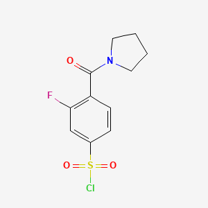 molecular formula C11H11ClFNO3S B1444961 3-Fluoro-4-(pyrrolidine-1-carbonyl)benzene-1-sulfonyl chloride CAS No. 1284141-37-2