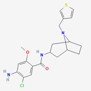 molecular formula C20H24ClN3O2S B14449782 exo-4-Amino-5-chloro-2-methoxy-N-(8-(3-thenyl)-8-azabicyclo(3.2.1)oct-3-yl)benzamide CAS No. 76352-17-5