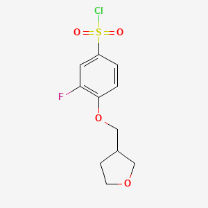 molecular formula C11H12ClFO4S B1444979 3-Fluoro-4-(oxolan-3-ylmethoxy)benzene-1-sulfonyl chloride CAS No. 1308327-46-9