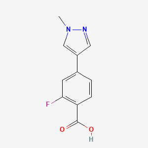 molecular formula C11H9FN2O2 B1444991 2-fluoro-4-(1-methyl-1H-pyrazol-4-yl)benzoic acid CAS No. 1178280-85-7