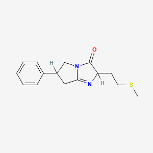 molecular formula C15H18N2OS B14450175 2,5,6,7-Tetrahydro-2-(2-(methylthio)ethyl)-6-phenyl-3H-pyrrolo(1,2-a)imidazol-3-one CAS No. 76696-85-0