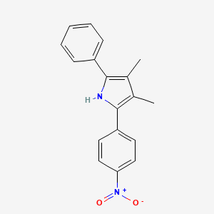 molecular formula C18H16N2O2 B14450316 3,4-Dimethyl-2-(4-nitrophenyl)-5-phenyl-1H-pyrrole CAS No. 73935-69-0