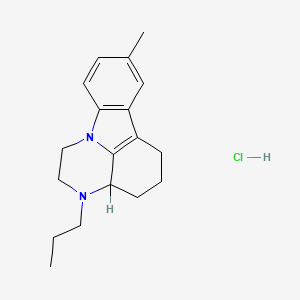 molecular formula C18H25ClN2 B14450593 1H-Pyrazino(3,2,1-jk)carbazole, 2,3,3a,4,5,6-hexahydro-8-methyl-3-propyl-, hydrochloride CAS No. 76061-65-9