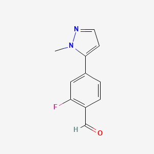 molecular formula C11H9FN2O B1445082 2-fluoro-4-(1-methyl-1H-pyrazol-5-yl)benzaldehyde CAS No. 1343968-78-4