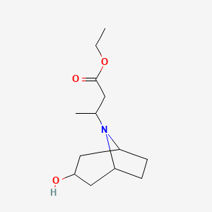 molecular formula C13H23NO3 B1445097 Ethyl 3-{3-hydroxy-8-azabicyclo[3.2.1]octan-8-yl}butanoate CAS No. 1423026-36-1