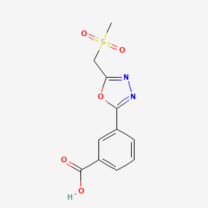molecular formula C11H10N2O5S B1445098 3-[5-(Methanesulfonylmethyl)-1,3,4-oxadiazol-2-yl]benzoic acid CAS No. 1409023-06-8