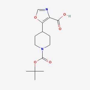 molecular formula C14H20N2O5 B1445106 5-[1-(tert-Butoxycarbonyl)piperidin-4-yl]-1,3-oxazole-4-carboxylic acid CAS No. 1252657-86-5