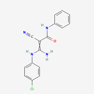 molecular formula C16H13ClN4O B14451637 3-Amino-3-(4-chloroanilino)-2-cyano-N-phenylprop-2-enamide CAS No. 74905-66-1