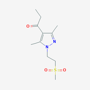 molecular formula C11H18N2O3S B1445174 1-[1-(2-methanesulfonylethyl)-3,5-dimethyl-1H-pyrazol-4-yl]propan-1-one CAS No. 1282827-40-0