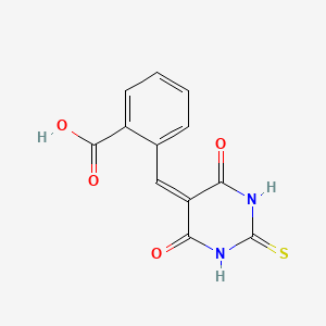 molecular formula C12H8N2O4S B14452077 o-Toluic acid, alpha-(tetrahydro-4,6-dioxo-2-thioxo-5(2H)pyrimidinylidene)- CAS No. 73909-20-3