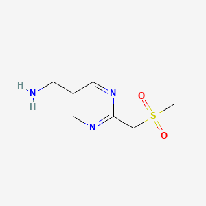 molecular formula C7H11N3O2S B1445213 [2-(甲磺酰甲基)嘧啶-5-基]甲胺 CAS No. 1342864-44-1