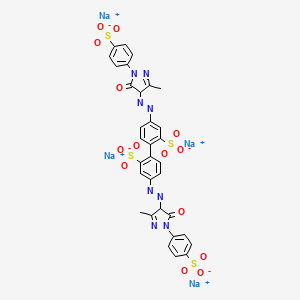 (1,1'-Biphenyl)-2,2'-disulfonic acid, 4,4'-bis((4,5-dihydro-3-methyl-5-oxo-1-(4-sulfophenyl)-1H-pyrazol-4-yl)azo)-, tetrasodium salt