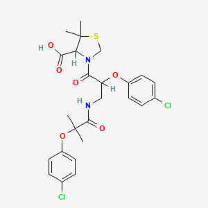 4-Thiazolidinecarboxylic acid, 3-(3-(2-(p-chlorophenoxy)-2-methylpropionamido)-2-(p-chlorophenoxy)propionyl)-5,5-dimethyl-