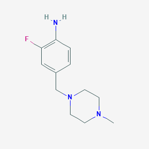 molecular formula C12H18FN3 B1445230 2-氟-4-[(4-甲基哌嗪-1-基)甲基]苯胺 CAS No. 1341886-02-9
