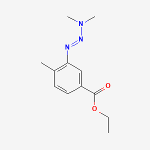 molecular formula C12H17N3O2 B14452438 Benzoic acid, 3-(3,3-dimethyl-1-triazenyl)-4-methyl-, ethyl ester CAS No. 76765-20-3