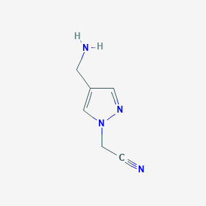molecular formula C6H8N4 B1445258 2-(4-(氨甲基)-1H-吡唑-1-基)乙腈 CAS No. 1341637-47-5