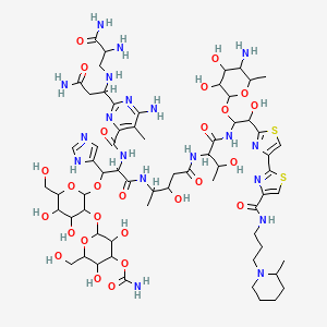 [2-[2-[2-[[6-amino-2-[3-amino-1-[(2,3-diamino-3-oxopropyl)amino]-3-oxopropyl]-5-methylpyrimidine-4-carbonyl]amino]-3-[[5-[[1-[[1-(5-amino-3,4-dihydroxy-6-methyloxan-2-yl)oxy-2-hydroxy-2-[4-[4-[3-(2-methylpiperidin-1-yl)propylcarbamoyl]-1,3-thiazol-2-yl]-1,3-thiazol-2-yl]ethyl]amino]-3-hydroxy-1-oxobutan-2-yl]amino]-3-hydroxy-5-oxopentan-2-yl]amino]-1-(1H-imidazol-5-yl)-3-oxopropoxy]-4,5-dihydroxy-6-(hydroxymethyl)oxan-3-yl]oxy-3,5-dihydroxy-6-(hydroxymethyl)oxan-4-yl] carbamate