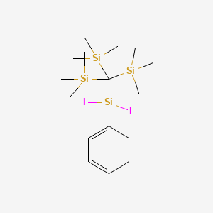 molecular formula C16H32I2Si4 B14452738 {[Diiodo(phenyl)silyl]methanetriyl}tris(trimethylsilane) CAS No. 75405-19-5